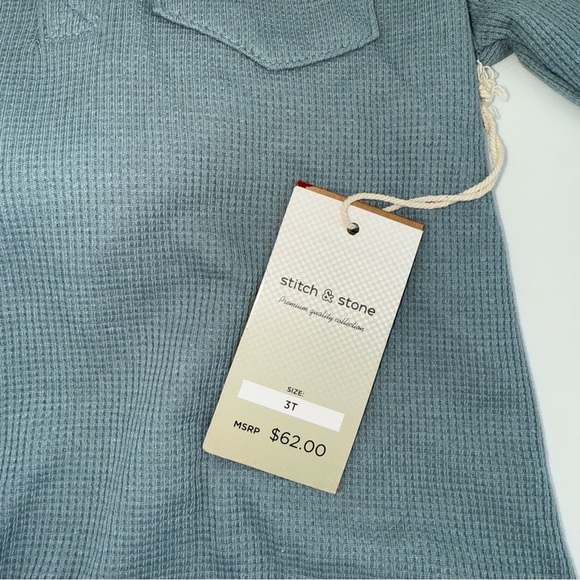 Stitch & Stone Boys Blue Thermal Hooded Shirt New! - Picture 3 of 4